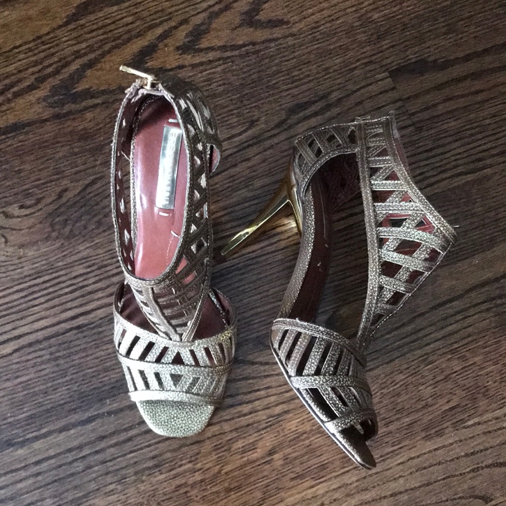 Women’s gold high heel shoes